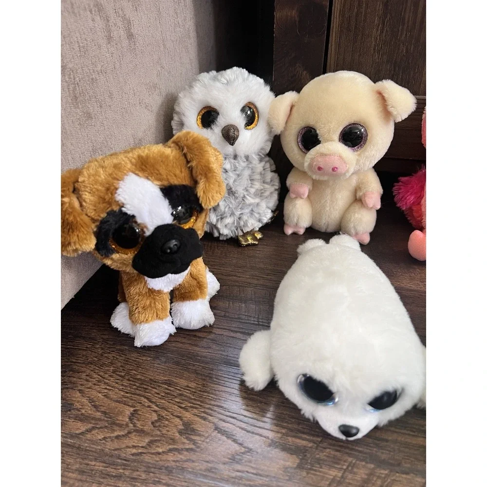 Ty Beanies Boos Lot Of 10 Dogs Pigs Owls Turtle Flamingo Seal‎ Koala 6